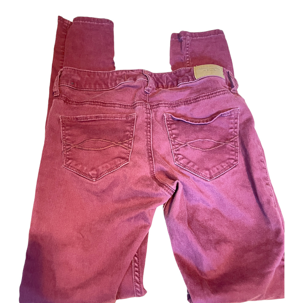 Abercrombie & Fitch Maroon Skinny Jeans Burgundy Low Rise Women's Size 2 / 26 - Picture 5 of 8